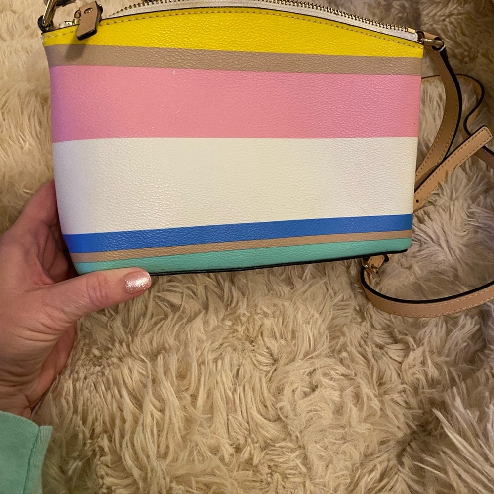 EUC!! Kate Spade Yellow and Pink Striped Crossbody Bag - Picture 2 of 7